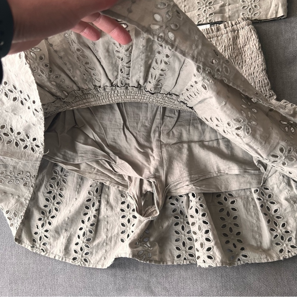 Zara Cream Eyelet Two-Piece Skirt Set - Picture 6 of 8